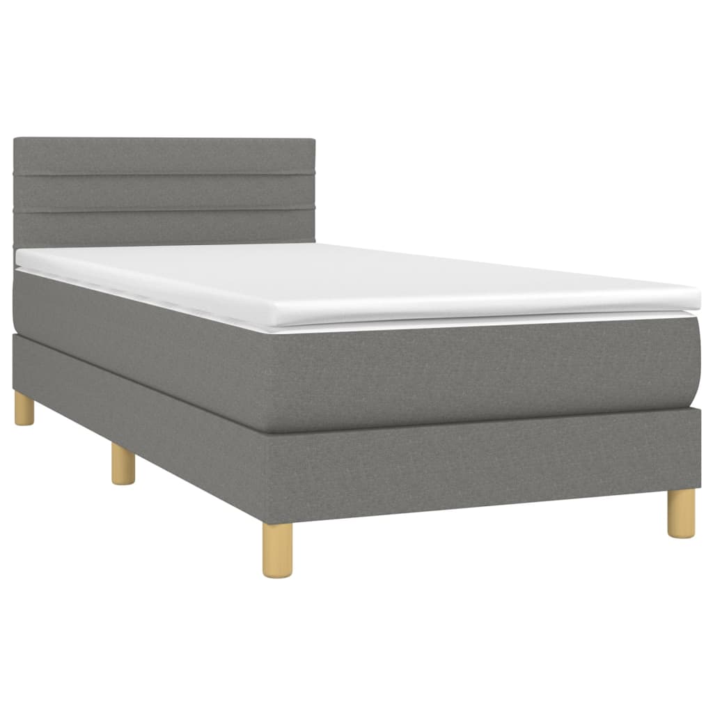 Boxspringbett mit Matratze & LED Dunkelgrau 100x200 cm Stoff