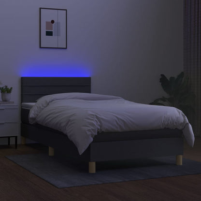 Boxspringbett mit Matratze & LED Dunkelgrau 100x200 cm Stoff