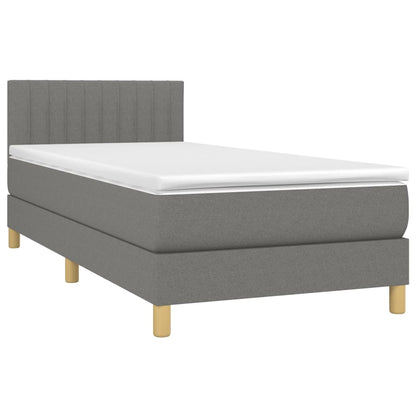 Boxspringbett mit Matratze & LED Dunkelgrau 100x200 cm Stoff