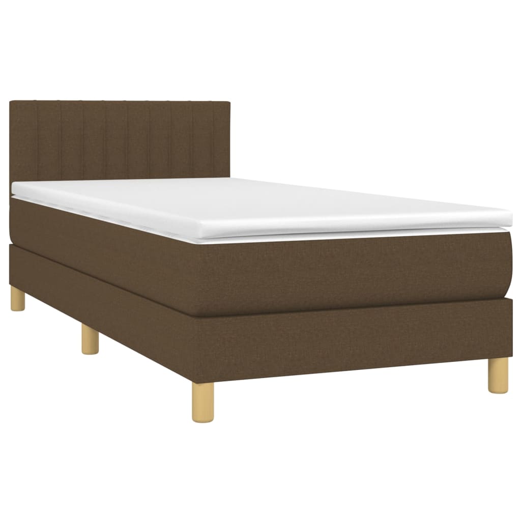 Boxspringbett mit Matratze & LED Dunkelbraun 100x200 cm Stoff