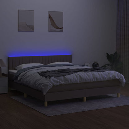 Boxspringbett mit Matratze & LED Taupe 180x200 cm Stoff