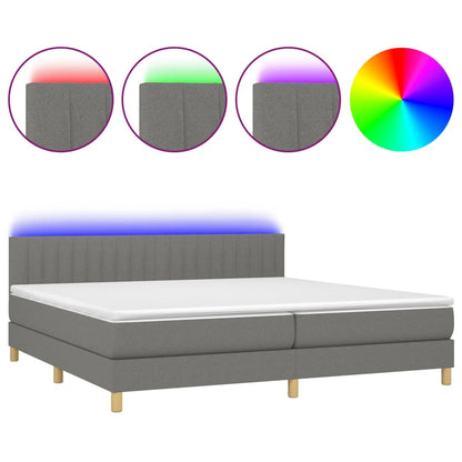 Boxspringbett mit Matratze & LED Dunkelgrau 200x200 cm Stoff