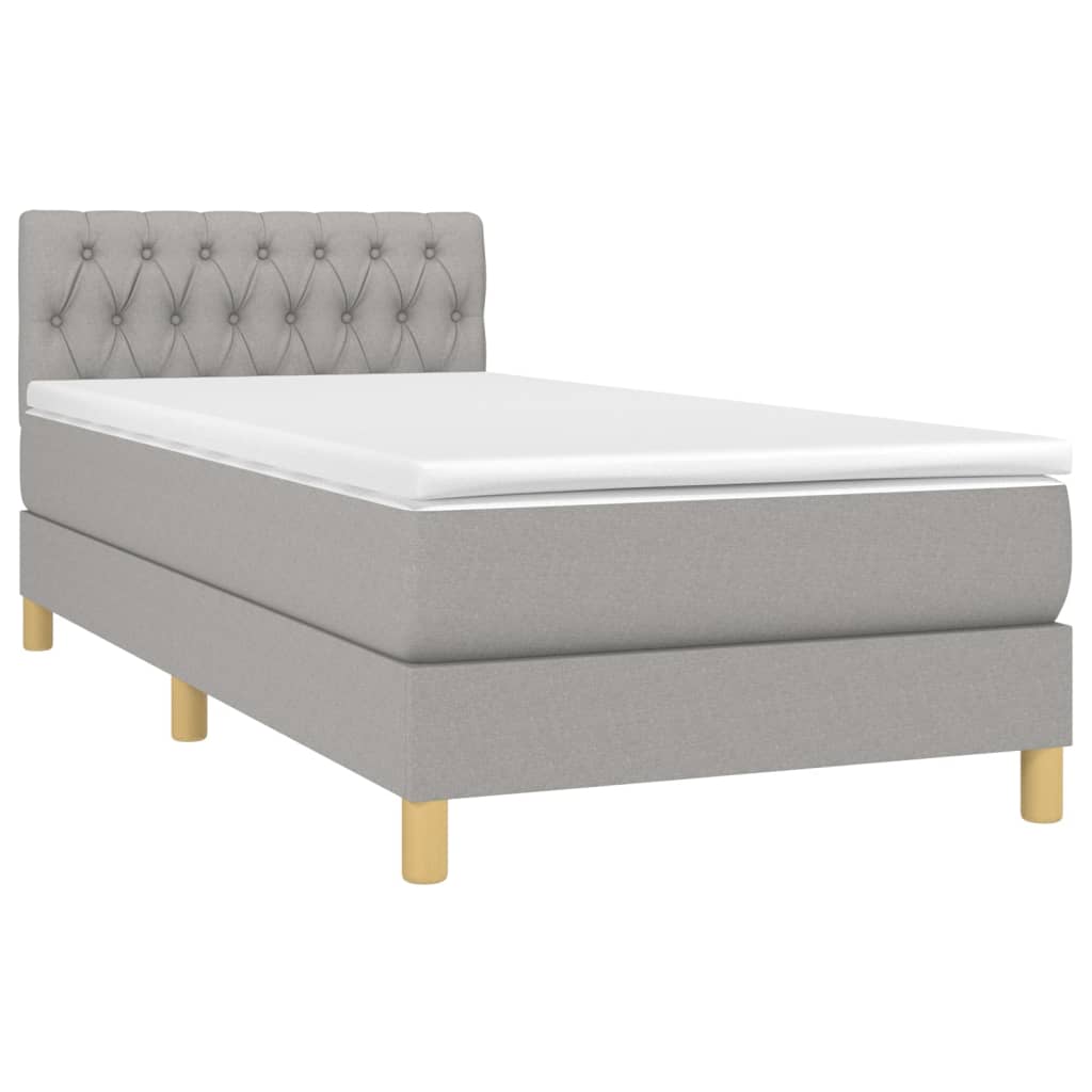 Boxspringbett mit Matratze & LED Hellgrau 80x200 cm Stoff