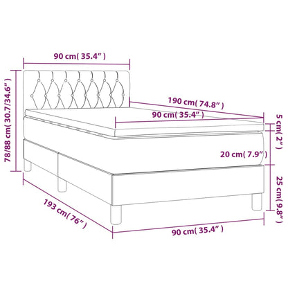 Boxspringbett mit Matratze & LED Creme 90x190 cm Stoff