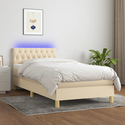 Boxspringbett mit Matratze & LED Creme 90x190 cm Stoff