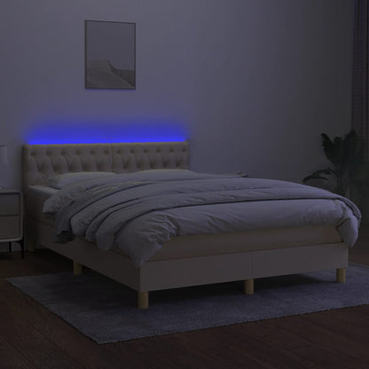 Boxspringbett mit Matratze & LED Creme 140x200 cm Stoff