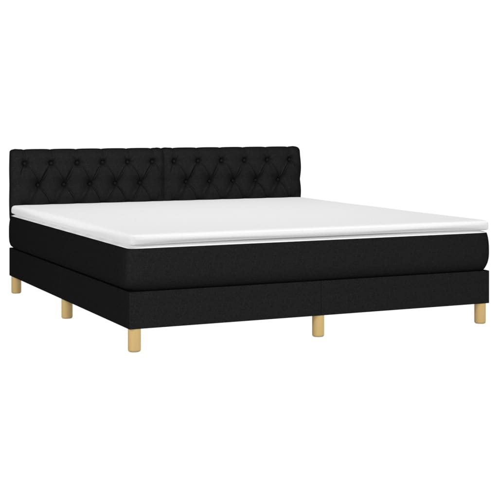 Boxspringbett mit Matratze & LED Schwarz 160x200 cm Stoff