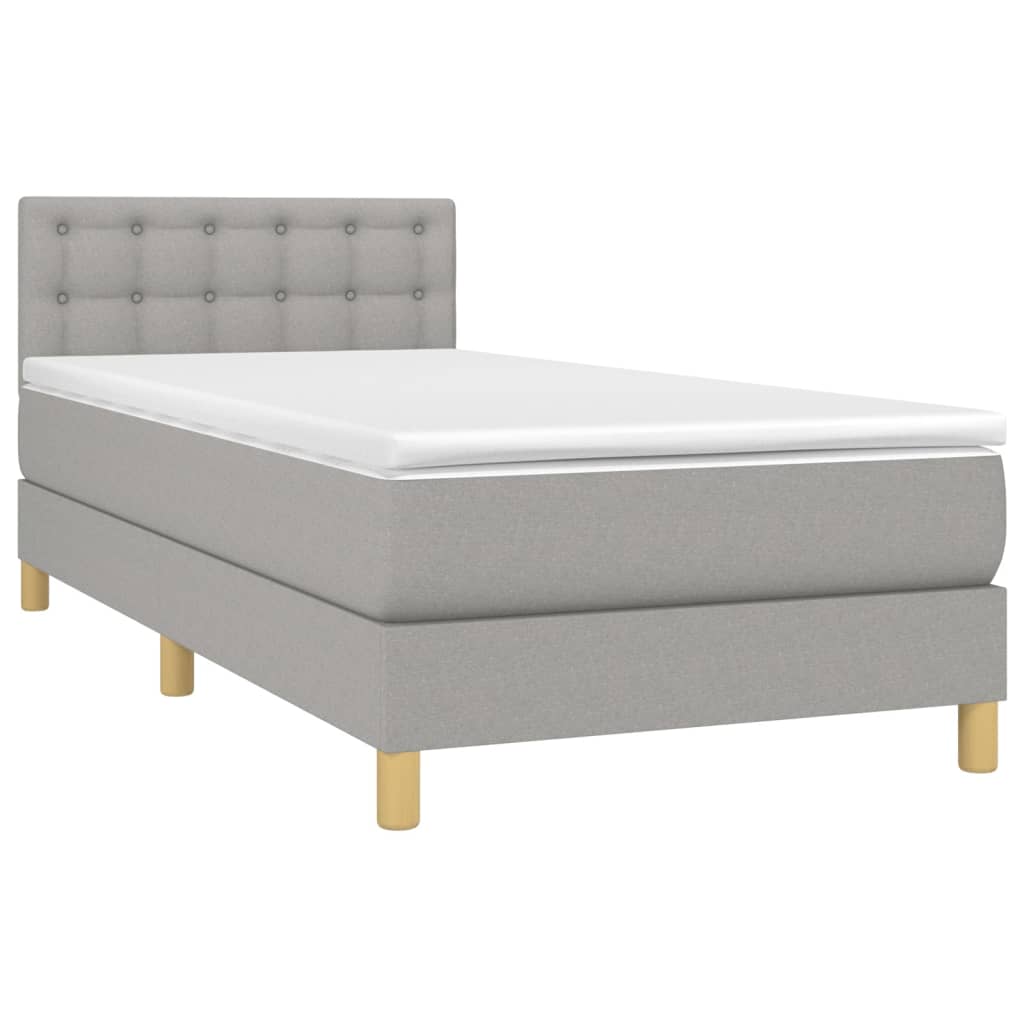 Boxspringbett mit Matratze & LED Hellgrau 80x200 cm Stoff