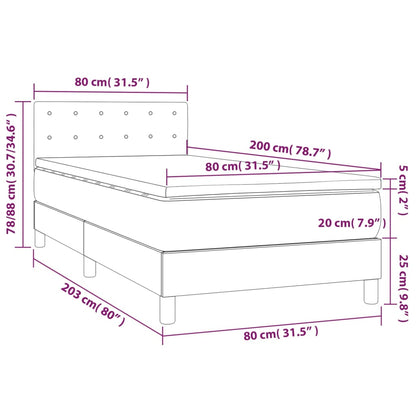 Boxspringbett mit Matratze & LED Hellgrau 80x200 cm Stoff