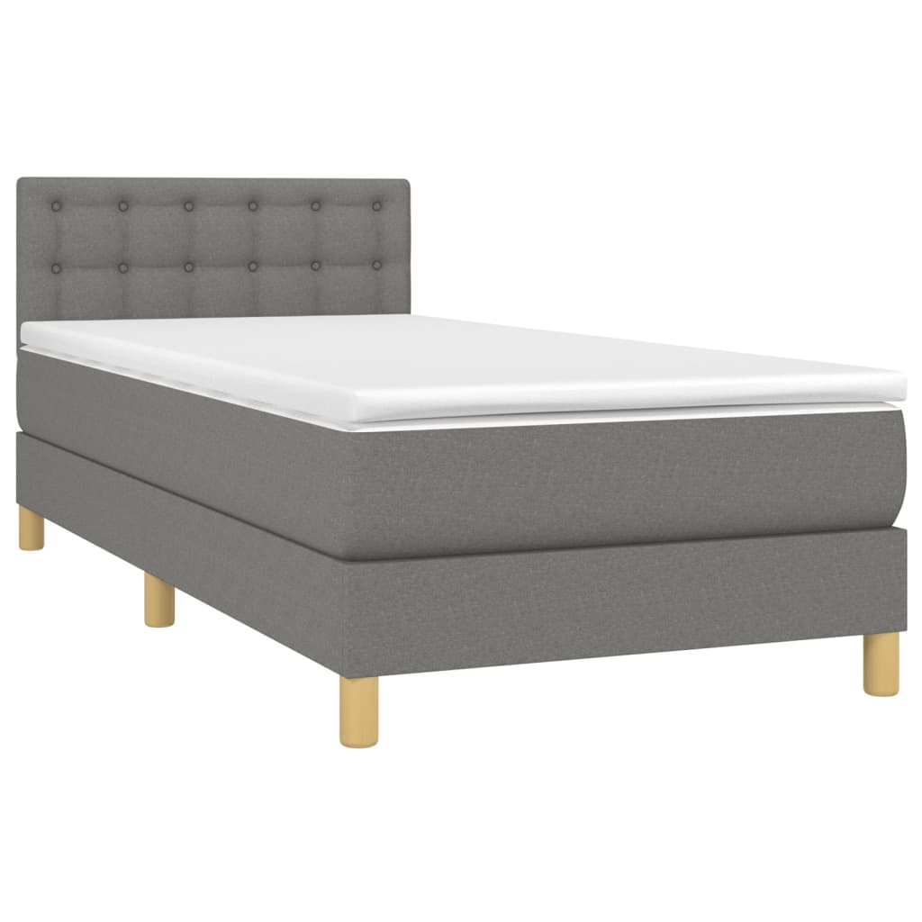 Boxspringbett mit Matratze & LED Dunkelgrau 100x200 cm Stoff