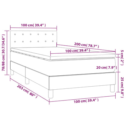 Boxspringbett mit Matratze & LED Dunkelgrau 100x200 cm Stoff