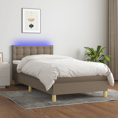 Boxspringbett mit Matratze & LED Taupe 100x200 cm Stoff