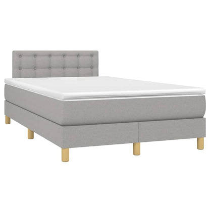 Boxspringbett mit Matratze & LED Hellgrau 120x200 cm Stoff