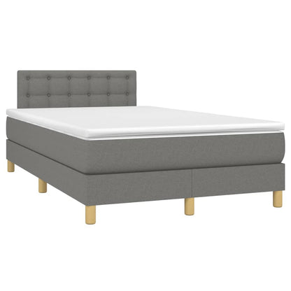 Boxspringbett mit Matratze & LED Dunkelgrau 120x200 cm Stoff