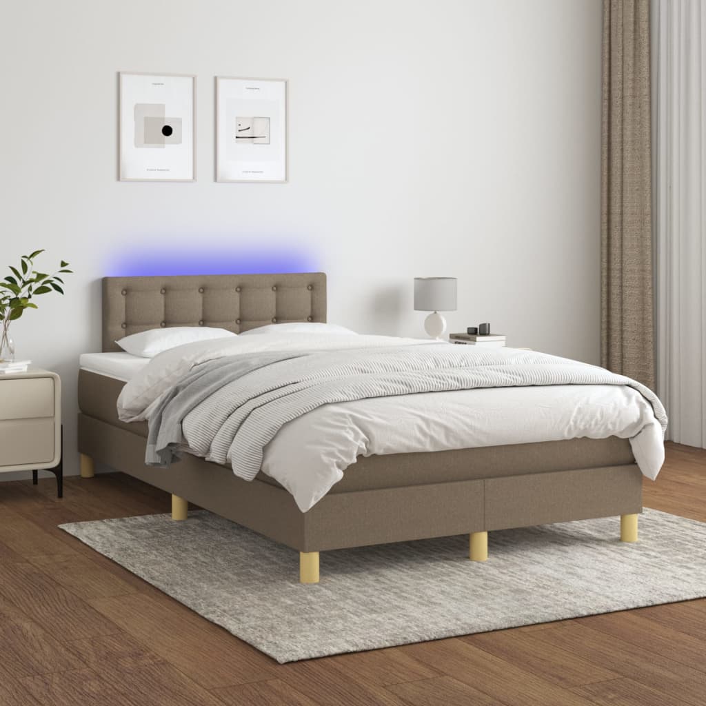 Boxspringbett mit Matratze & LED Taupe 120x200 cm Stoff