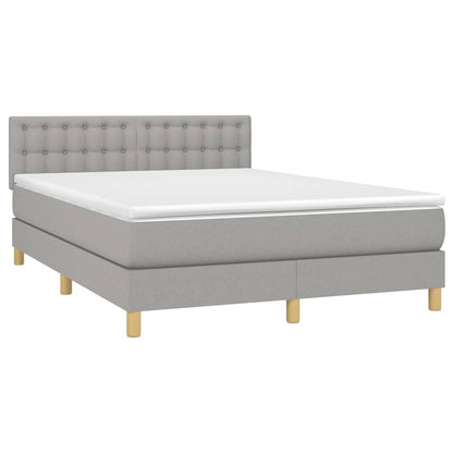 Boxspringbett mit Matratze & LED Hellgrau 140x200 cm Stoff