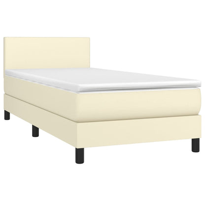 Boxspringbett mit Matratze & LED Creme 100x200 cm Kunstleder