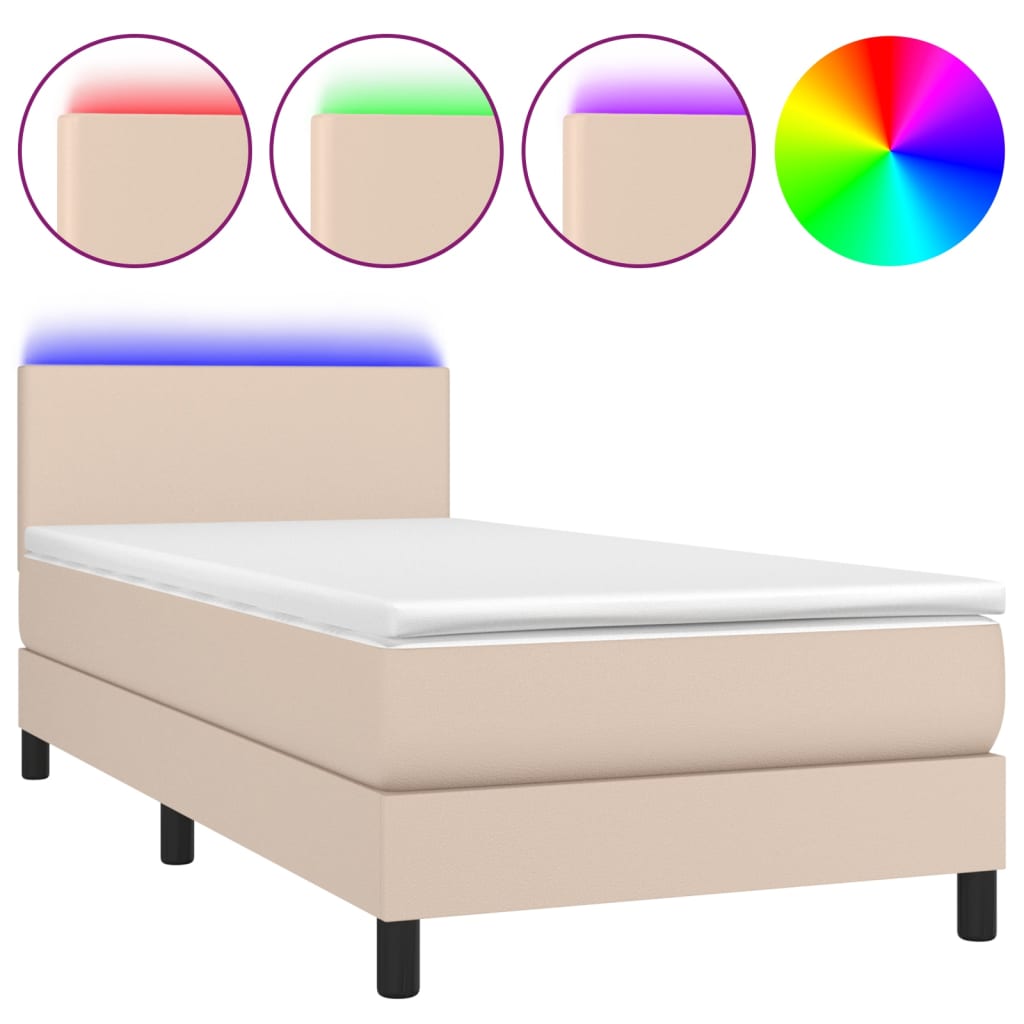 Boxspringbett mit Matratze & LED Cappuccino-Braun 100x200cm