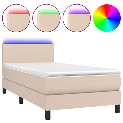 Boxspringbett mit Matratze & LED Cappuccino-Braun 100x200cm