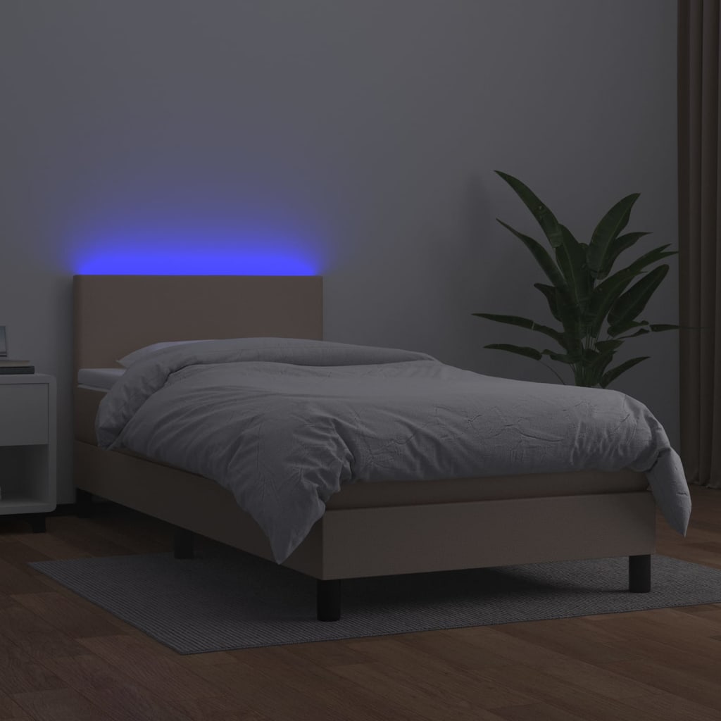 Boxspringbett mit Matratze & LED Cappuccino-Braun 100x200cm