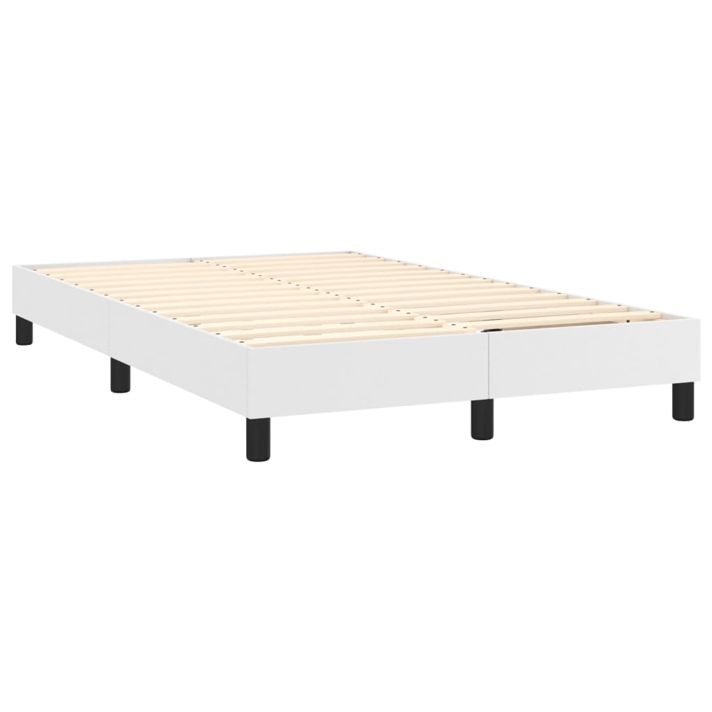 Boxspringbett mit Matratze & LED Weiß 120x200 cm Kunstleder