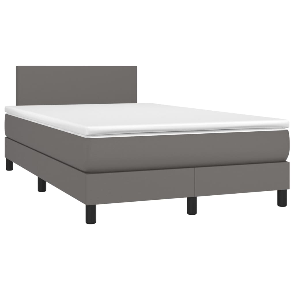 Boxspringbett mit Matratze & LED Grau 120x200 cm Kunstleder