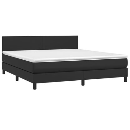 Boxspringbett mit Matratze & LED Schwarz 160x200 cm Kunstleder