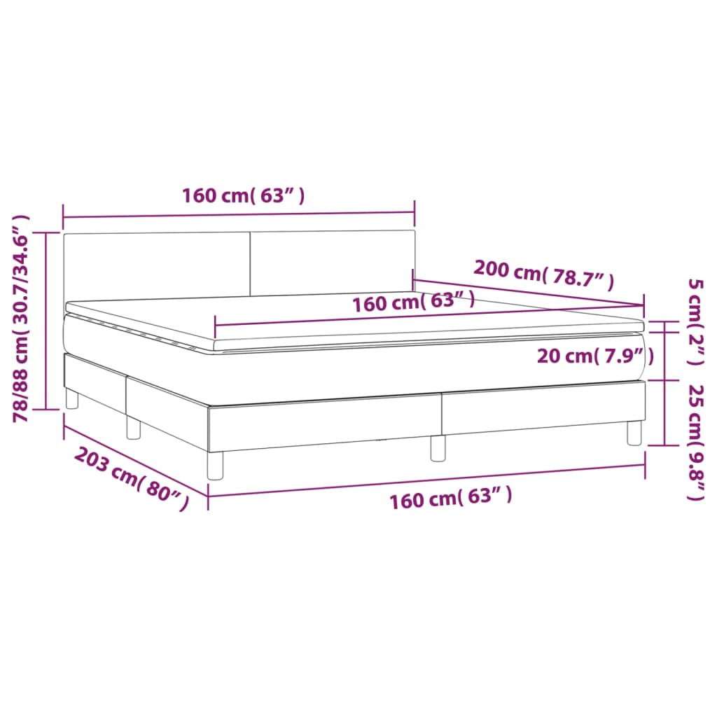 Boxspringbett mit Matratze & LED Weiß 160x200 cm Kunstleder