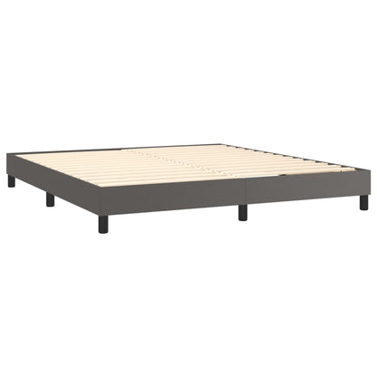 Boxspringbett mit Matratze & LED Grau 160x200 cm Kunstleder