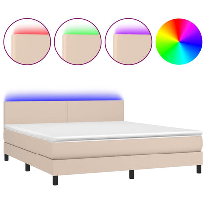 Boxspringbett mit Matratze & LED Cappuccino-Braun 160x200cm