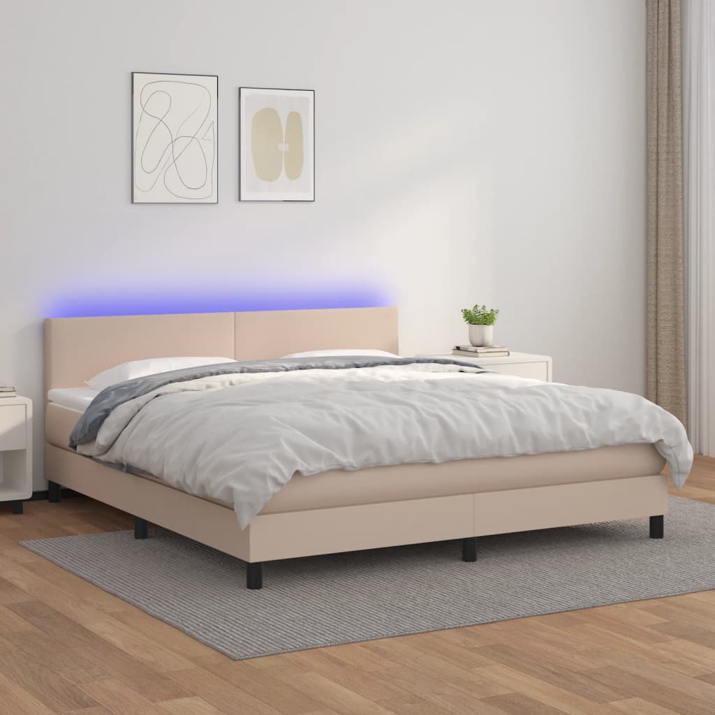 Boxspringbett mit Matratze & LED Cappuccino-Braun 160x200cm