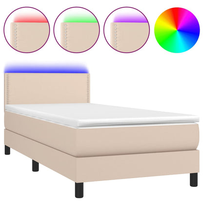 Boxspringbett mit Matratze & LED Cappuccino-Braun 90x190cm