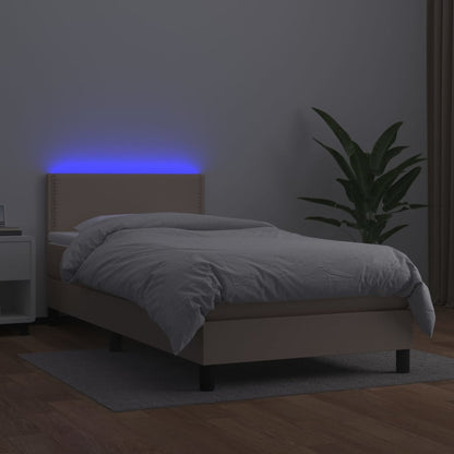 Boxspringbett mit Matratze & LED Cappuccino-Braun 90x190cm