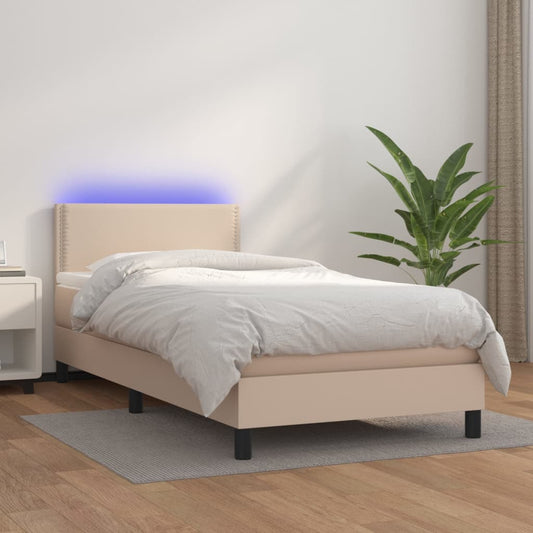 Boxspringbett mit Matratze & LED Cappuccino-Braun 90x190cm