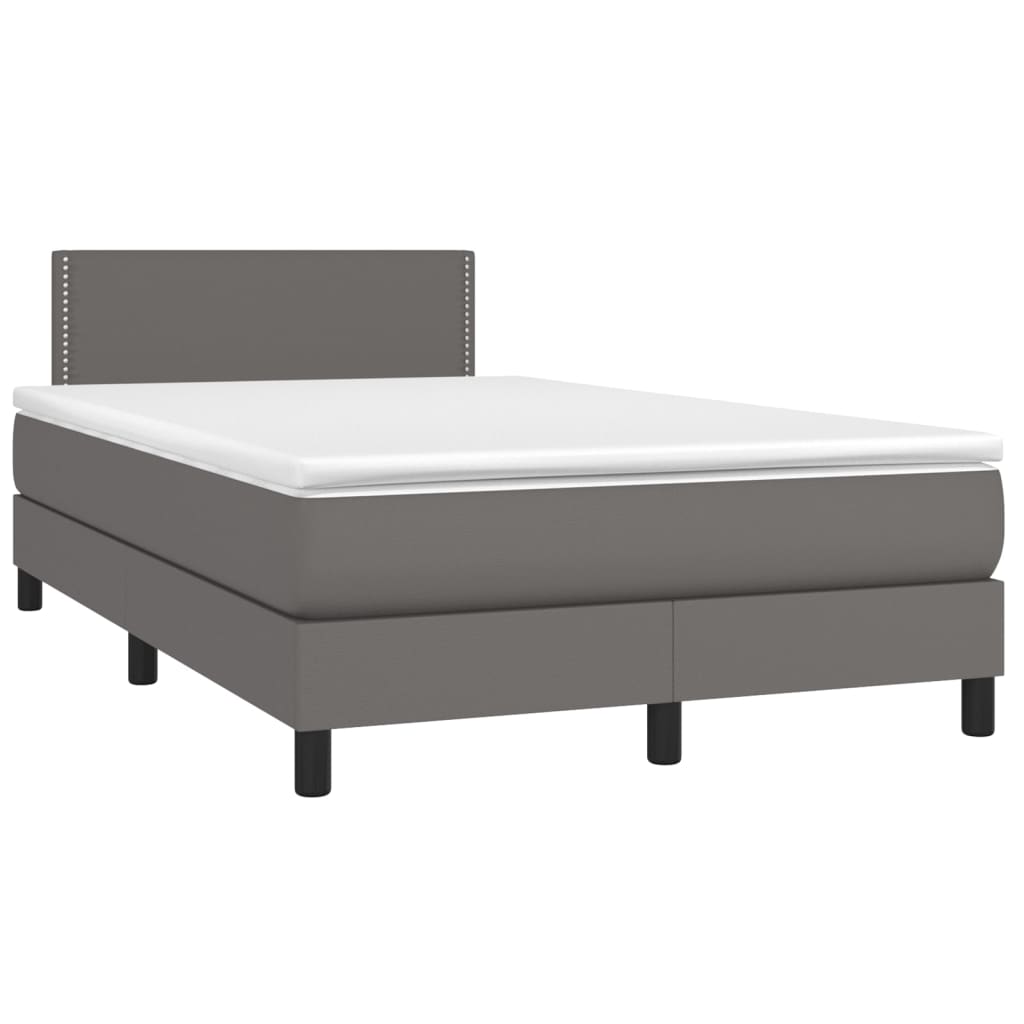 Boxspringbett mit Matratze & LED Grau 120x200 cm Kunstleder