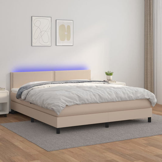 Boxspringbett mit Matratze & LED Cappuccino-Braun 160x200cm