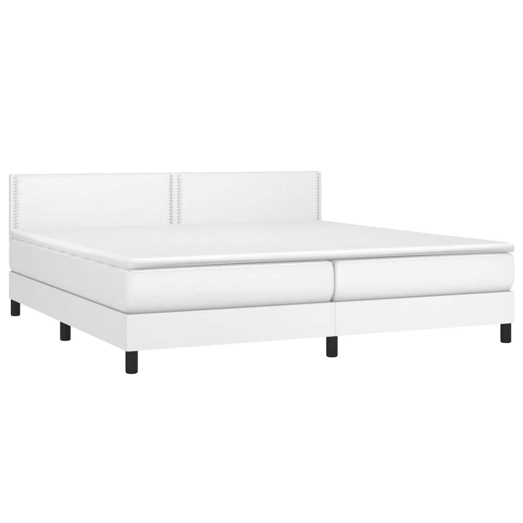 Boxspringbett mit Matratze & LED Weiß 200x200 cm Kunstleder