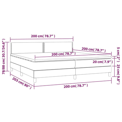 Boxspringbett mit Matratze & LED Weiß 200x200 cm Kunstleder