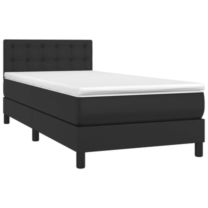 Boxspringbett mit Matratze & LED Schwarz 100x200 cm Kunstleder