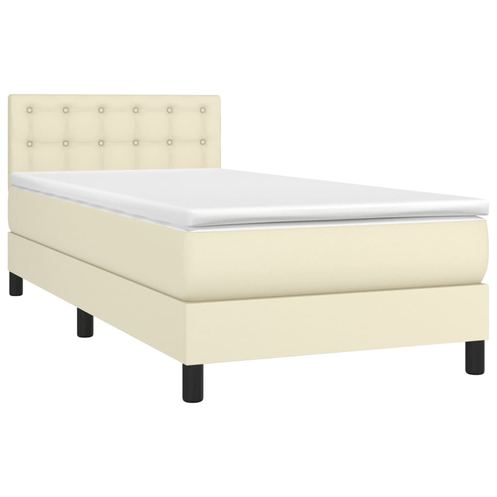 Boxspringbett mit Matratze & LED Creme 100x200 cm Kunstleder