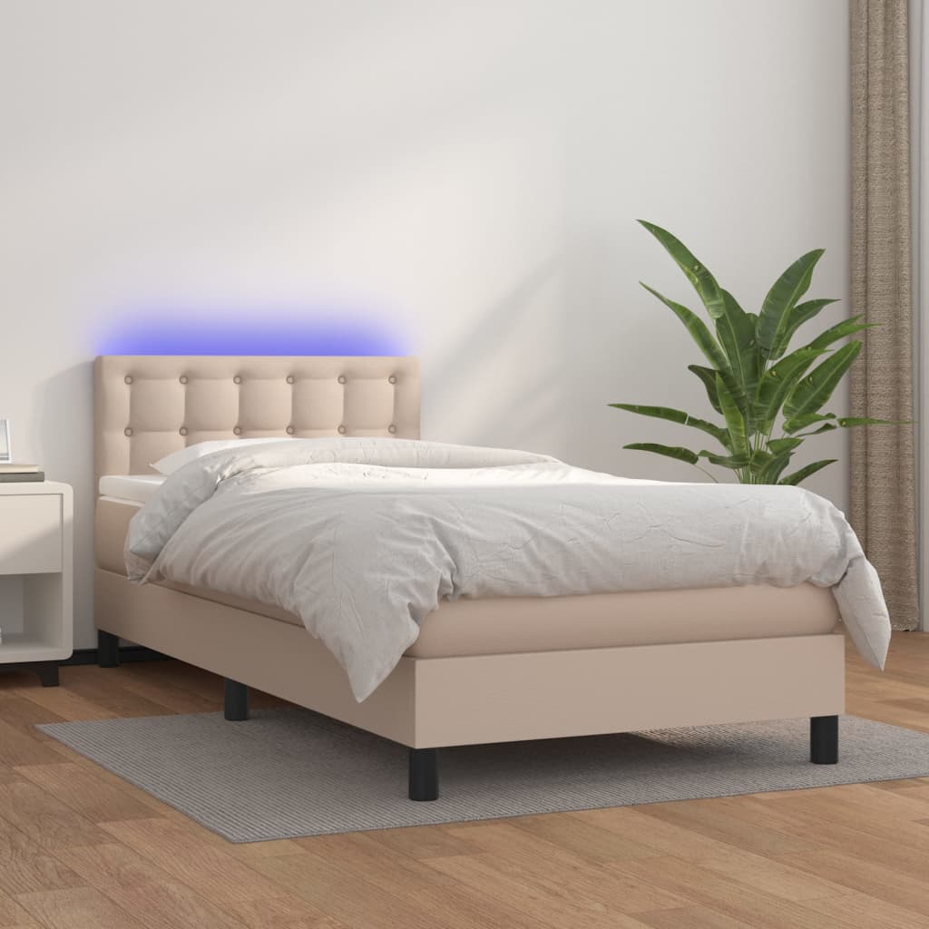 Boxspringbett mit Matratze & LED Cappuccino-Braun 100x200cm