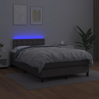 Boxspringbett mit Matratze & LED Grau 120x200 cm Kunstleder