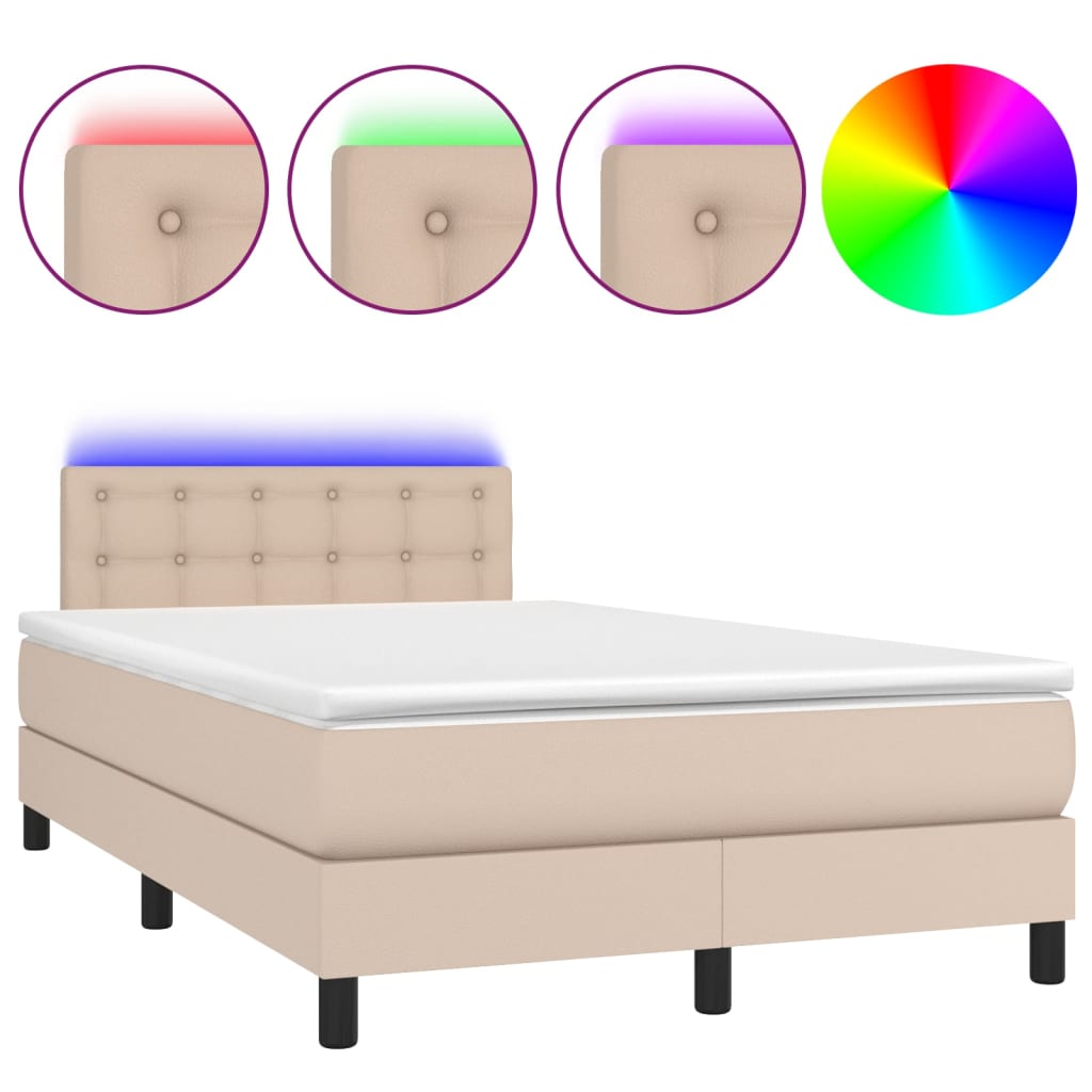 Boxspringbett mit Matratze & LED Cappuccino-Braun 120x200cm