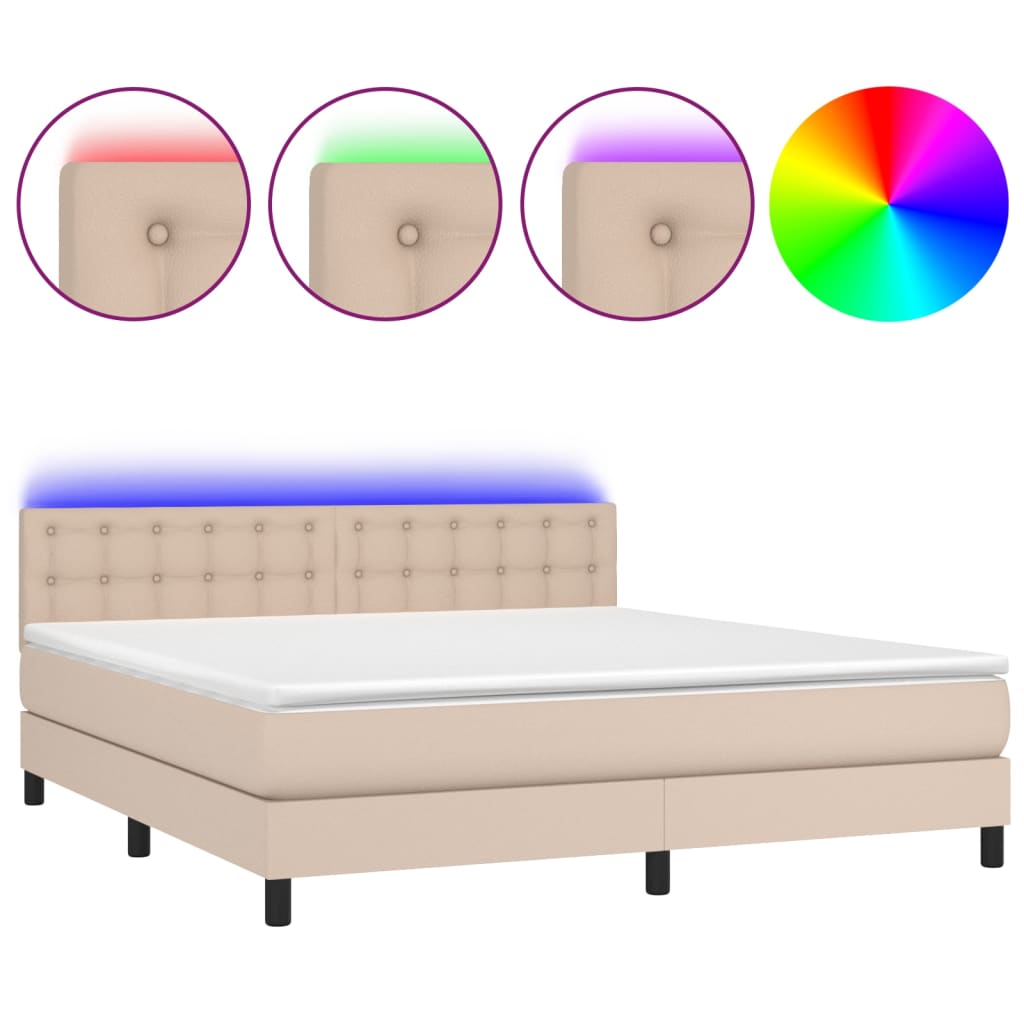 Boxspringbett mit Matratze & LED Cappuccino-Braun 180x200cm