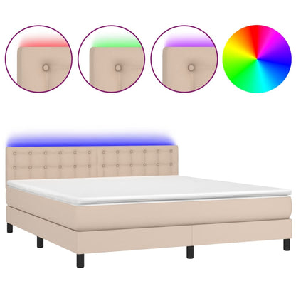 Boxspringbett mit Matratze & LED Cappuccino-Braun 180x200cm