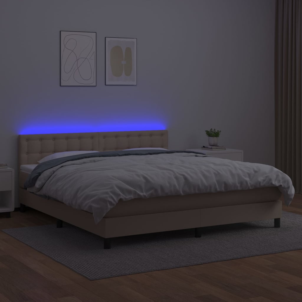 Boxspringbett mit Matratze & LED Cappuccino-Braun 180x200cm