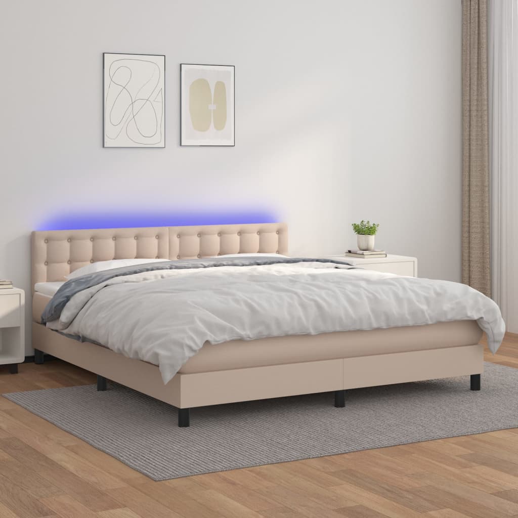 Boxspringbett mit Matratze & LED Cappuccino-Braun 180x200cm