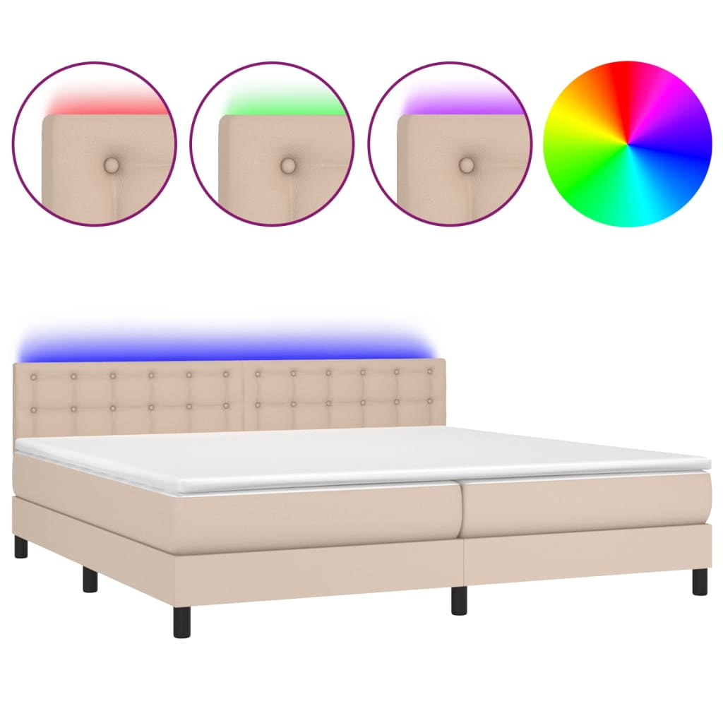 Boxspringbett mit Matratze & LED Cappuccino-Braun 200x200cm