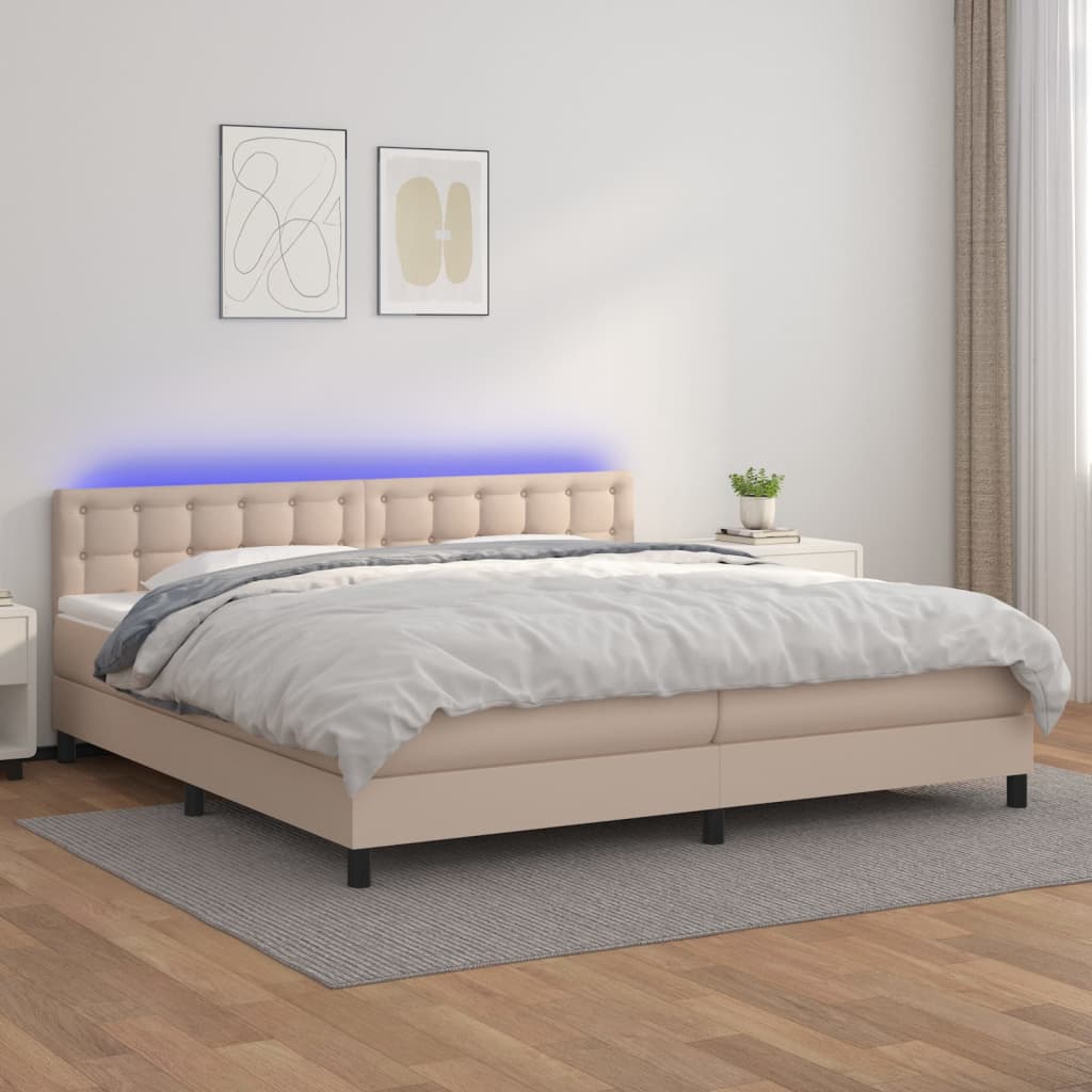 Boxspringbett mit Matratze & LED Cappuccino-Braun 200x200cm