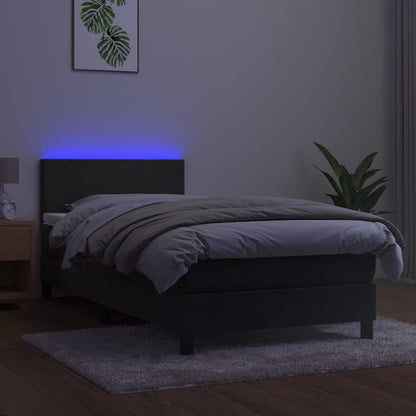 Boxspringbett mit Matratze & LED Dunkelgrau 80x200 cm Samt